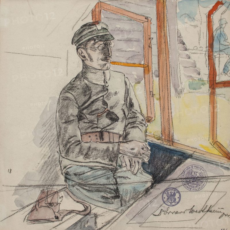 Portrait of Dr. Edward Wertheim, Lieutenant Physician of the Polish Legions, March-June 1916]. Creator: Leopold Gottlieb.