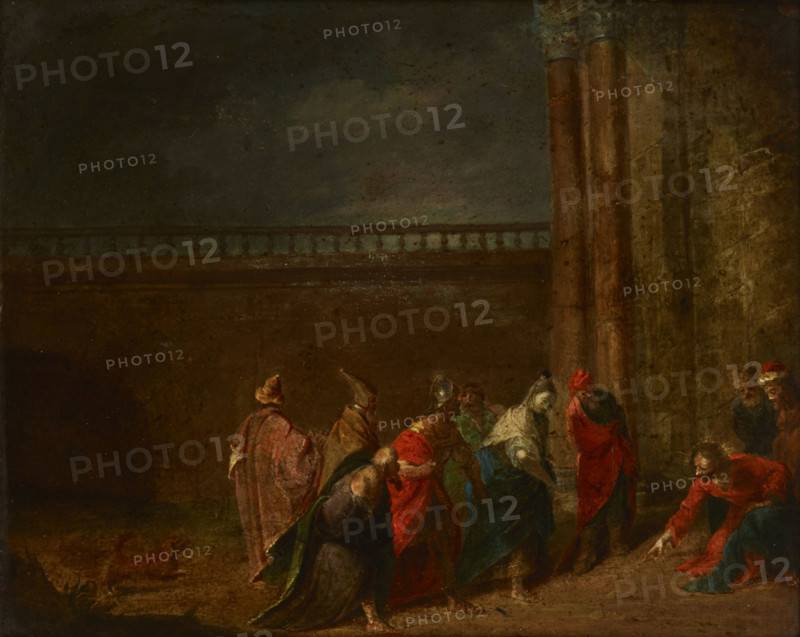 Christ and the Woman Cught in Adultery with Pharisees, 18th century. Creator: Unknown.