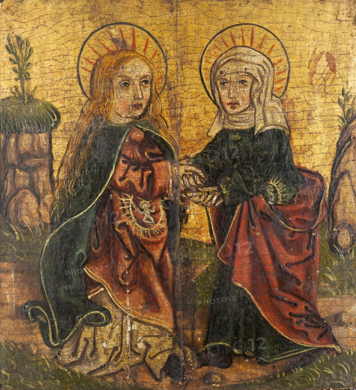 The Annunciation, Visitation to St Elizabeth, Saint Dorothy. Triptych Wing, between 1501-1533. Creator: Unknown.