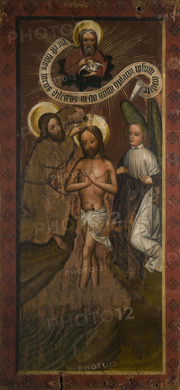 Baptism of Christ. Altar Retable Wing (?) from Chelmiec, between 1440-1465. Creator: Unknown.