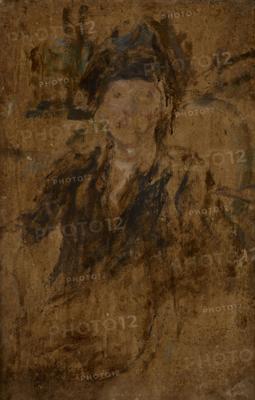 Sketch Portrait of a Woman in a Hat-two-sided painting, c1930. Creator: Olga Boznanska.