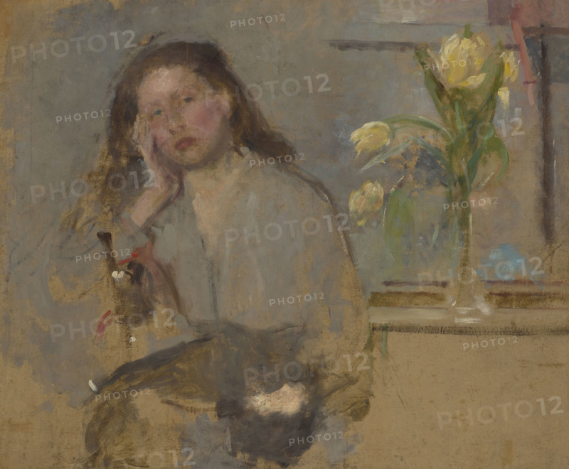 Portrait Sketch of a Young Girl-two-sided painting, 1894. Creator: Olga Boznanska.