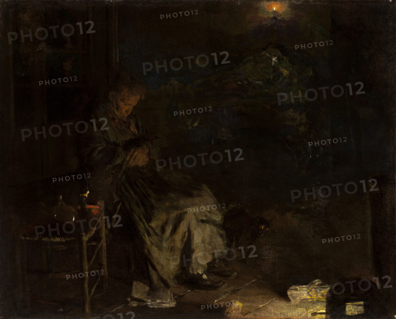Old Woman Watching over a Dead Body I, 1878-1890. Creator: Aleksander Gierymski.