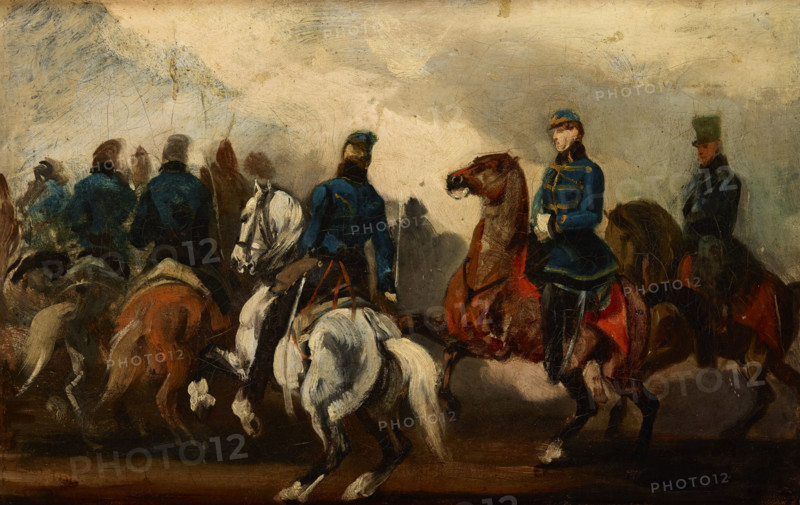 Detachment of Austrian Hussars, between 1837-1840, after 1850. Creator: Piotr Michalowski.