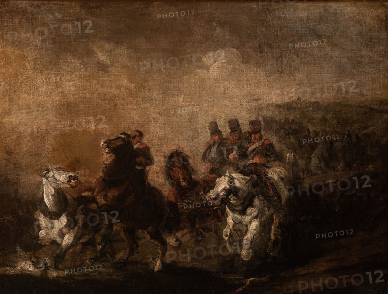 Artillery Crossing a Stream, 1844. Creator: Piotr Michalowski.