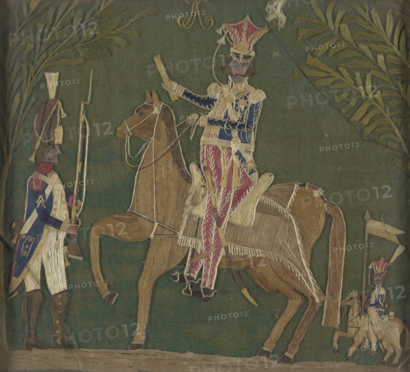 Embroidered picture-Prince Józef Poniatowski, 1st half of 19th century. Creator: Unknown.