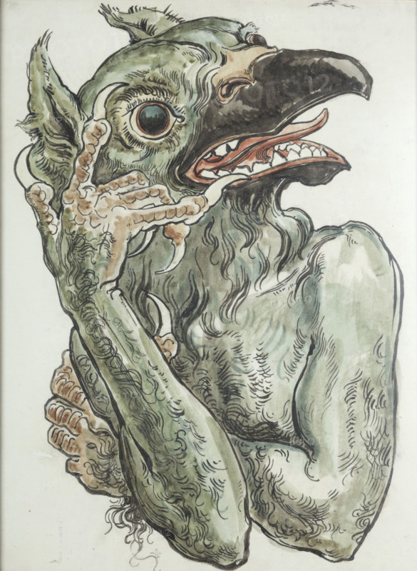 Paper for the Polychrome of St. Mary's Church - Devil with a Bird's Head, 1890. Creator: Jan Matejko.