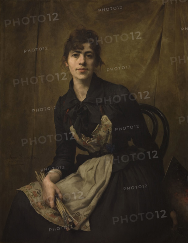 Self-Portrait with Apron and Brushes, 1887. Creator: Anna Bilinska.