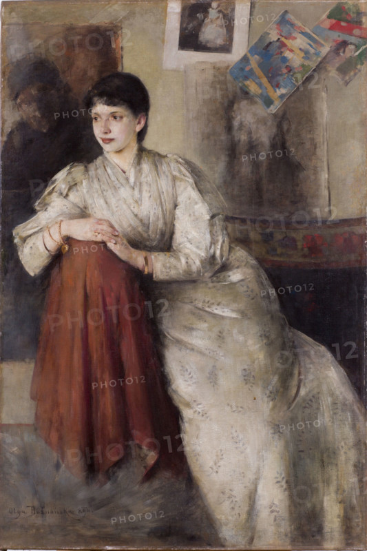 Portrait of a Woman in a White Dress, 1890. Creator: Olga Boznanska.