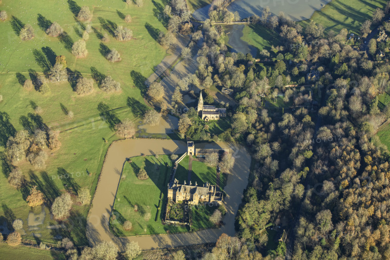 Broughton Castle fortified house, gatehouse and moat, Oxfordshire, 2024. Creator: Damian Grady.