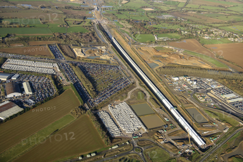 Construction of the Chipping Warden Green Tunnel on the HS2 railway line, West Northants, 2024. Creator: Damian Grady.