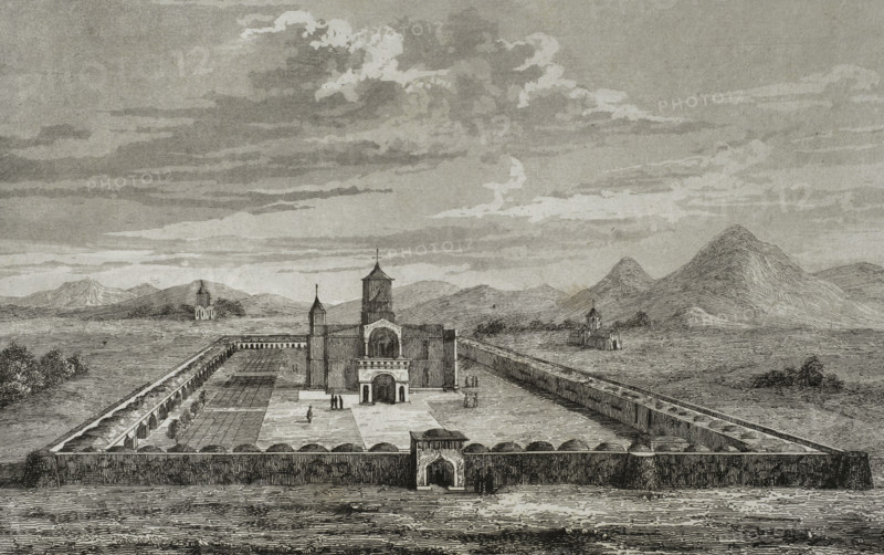 The three churches, Echmiatzin or Ejmiatsin, Armenia, 1838. Creator: J. Arnout.