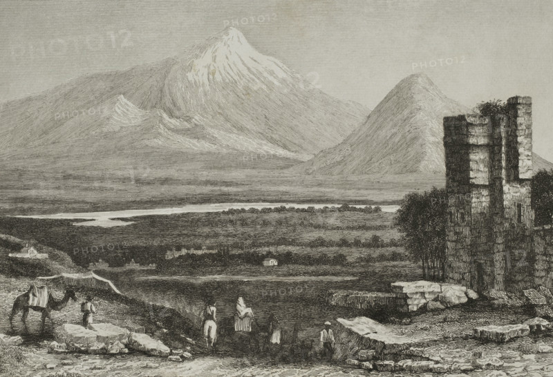 Mount Ararat with its perpetual snow, Armenia, 1838. Creator: Augustin François Lemaitre.