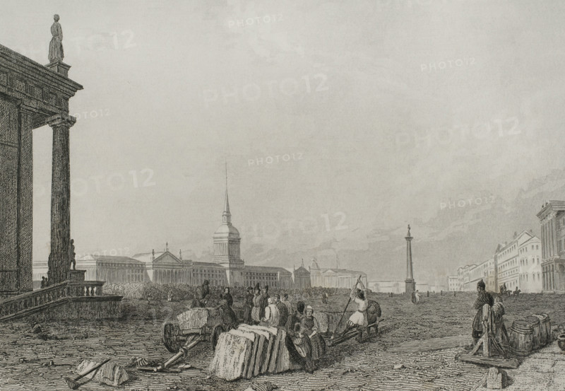 The Admiralty building square, Saint Petersburg, Russia, 1839. Creator: Augustin François Lemaitre.