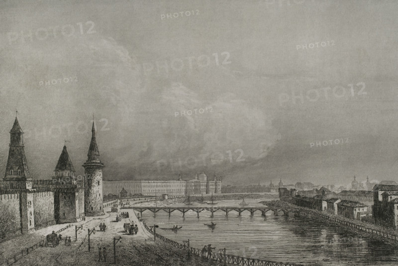 View of the Foundling Home or Orphanage, Moscow, Russia, 1839. Creators: Augustin François Lemaitre, Hippolyte Lalaisse.