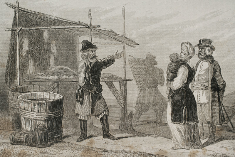 Fishermen of the Volga river, Russia, 1839. Creator: Augustin François Lemaitre.