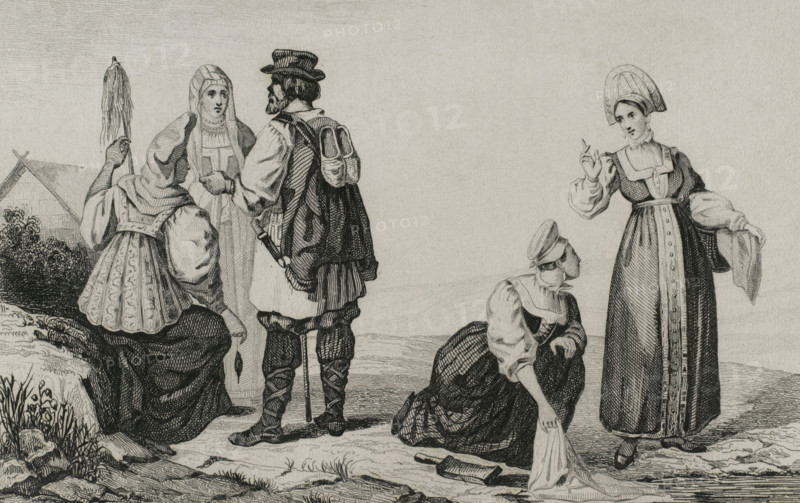 Russian peasants, 1839. Creator: Augustin François Lemaitre.