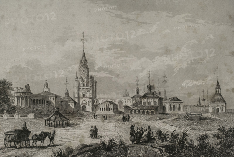 The Sacred Gate of the Kremlin and its surroundings, Moscow, Russia, 1839. Creator: Augustin François Lemaitre.