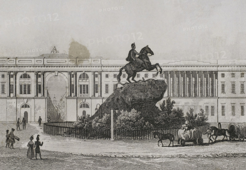 Bronze Horseman - equestrian statue of Peter the Great, Senate Square, St Petersburg, Russia, 1839. Creator: Augustin François Lemaitre.