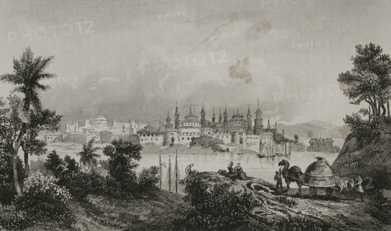 View of the citadel (Kremlin), Astrakhan, Russia, 1839. Creator: Augustin François Lemaitre.