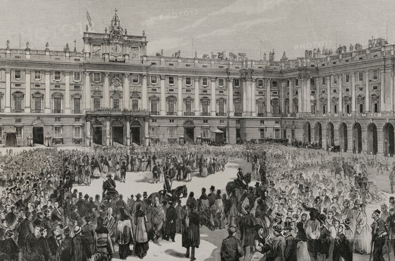Marriage of King Alfonso XII to Infanta Mercedes of Orléans, Madrid, January 1878, (1878).  Creator: Bernardo Rico.