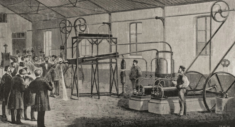 Liquefaction and solidification of hydrogen gas, December 1877 (1878).  Creator: Ch. Baude.