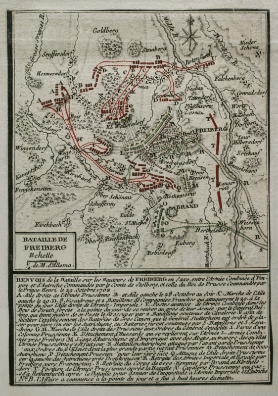 Seven Years War (1756-1763): Third Silesian War - map of the Battle of Freiberg (29 October 1762). Creator: Jean de Beaurain.