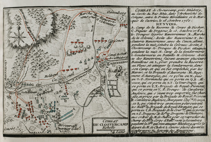 Seven Years War (1756-1763): Map of the Battle of Klostercamp (October 16, 1760), 1765. Creator: Jean de Beaurain.