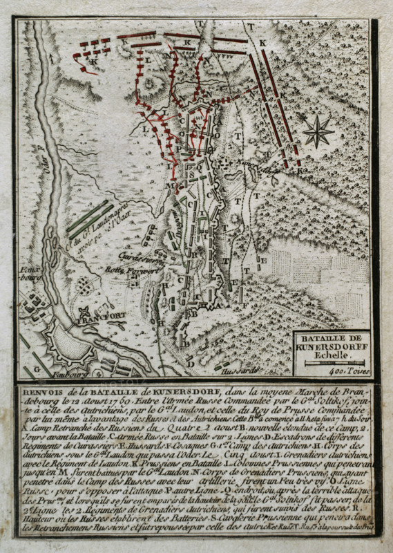Seven Years War (1756-1763): Battle of Kunersdorf (12th August, 1759) (1765). Creator: Jean de Beaurain.