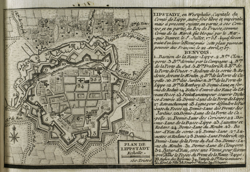 Map of Lippstadt (Germany), 1757-1758 (1765). Creator: Jean de Beaurain.
