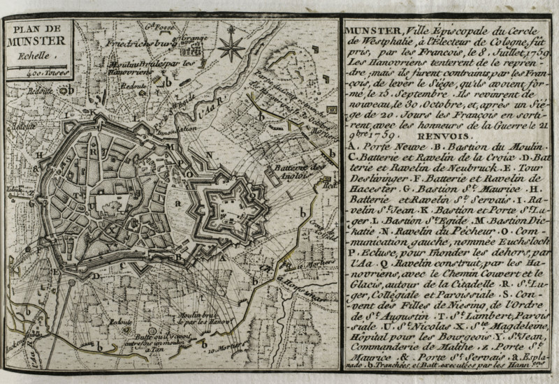 Seven Years War (1756-1763): Plan of Münster, 1759 (Germany), 1765. Creator: Jean de Beaurain.