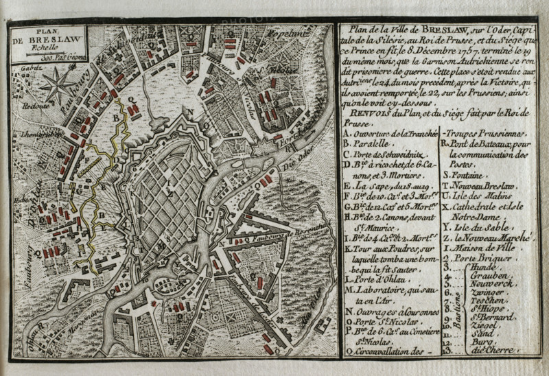 Seven Years War (1756-1763): Map of Breslau and the siege to which it was subjected, 1765. Creator: Jean de Beaurain.