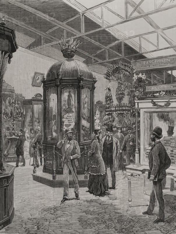 Fifth Hall of the Spanish section in the Palace of the Champ de Mars, Paris Exposition, 1878. Creator: Enrique Alba.