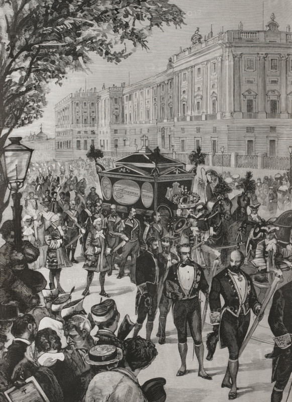 Death of Queen Maria de las Mercedes, Mercedes of Orléans (1860-1878), Madrid, Spain, 1878. Creator: Andrés Ovejero.
