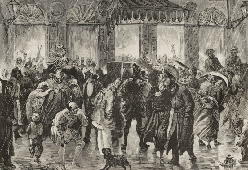 Carnival: leaving a masquerade ball, 1878. Creator: Tomás Carlos Capuz.
