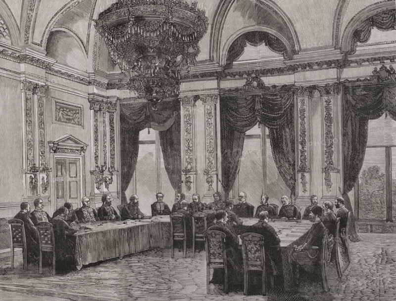 First session of the Congress, Congress of Berlin, June 13, 1878 (1878).  Creator: Tomás Carlos Capuz.