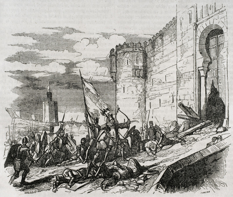 Conquest of Seville by the Christian troops of Fernando III of Castile, 1248, (1852).  Creator: Ildefonso Cibera.