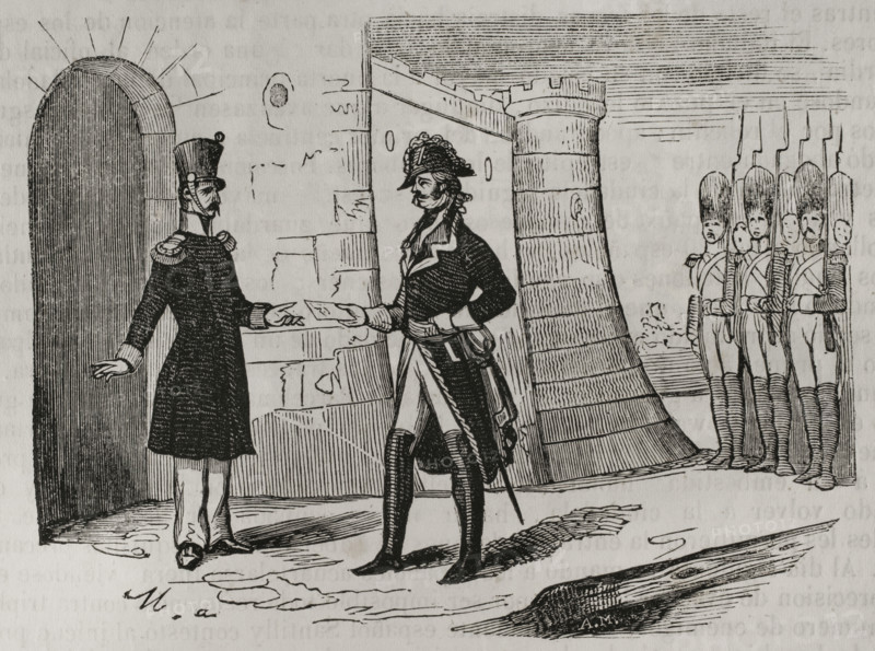 French occupation of Montjuich Citadel, Barcelona, Spain, February 29, 1808, (1851).  Creator: Unknown.