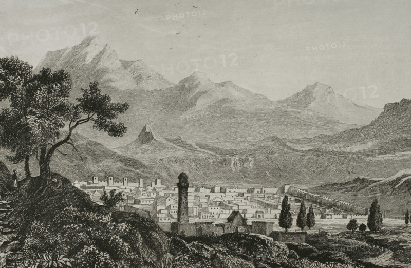 Panoramic view of the city of Kars, Ancient Armenia, 1838.  Creator: Unknown.