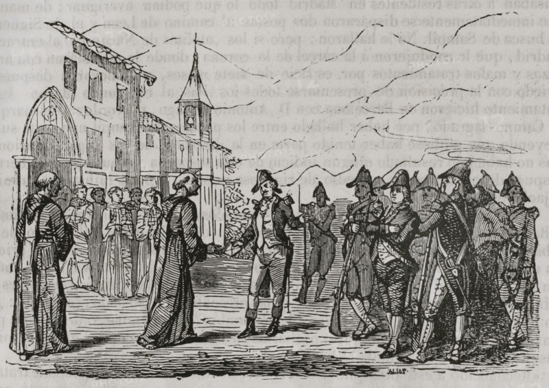 Gaspar Melchor de Jovellanos is handed over for his custody in the monastery, 1801, (1851).  Creator: Unknown.