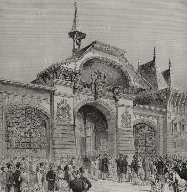 Facade of the Swiss section at the Palace of the Champ de Mars, Paris Exposition, 1878. Creator: Unknown.