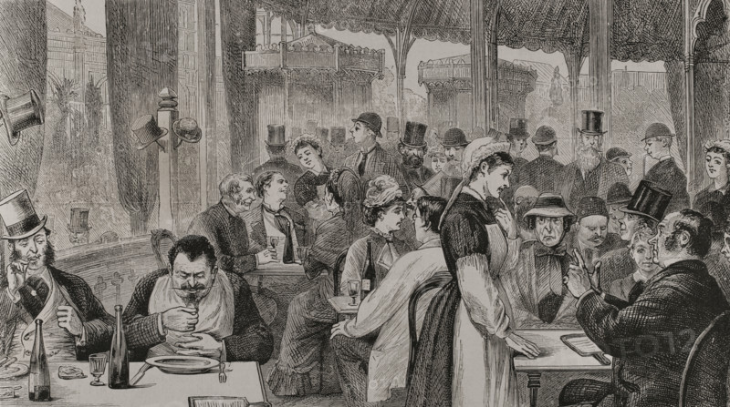 Interior of the "Bouillon Duval", in the Trocadero Park, Paris Exposition, 1878. Creator: Unknown.