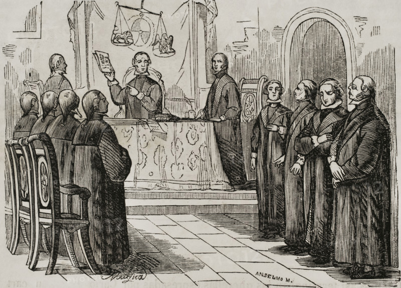 The conspiracy of El Escorial (1807): The El Escorial ruling, Spain, (1851).  Creator: Unknown.