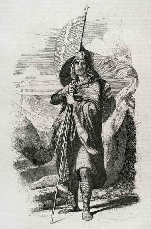 Pelagius of Asturias, Visigoth nobleman, 1852.  Creator: Unknown.