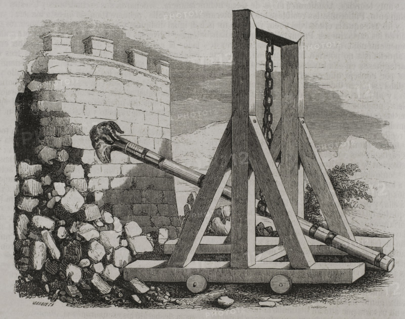 Battering ram - siege weapon, 1852. Creator: Unknown.