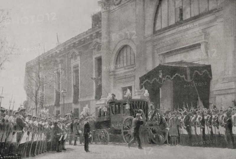 The Opening of the Parliament in the Senate (20 April 1898): Arrival of Queen Regent Maria...1898. Creator: Enrique Laporta Valor.
