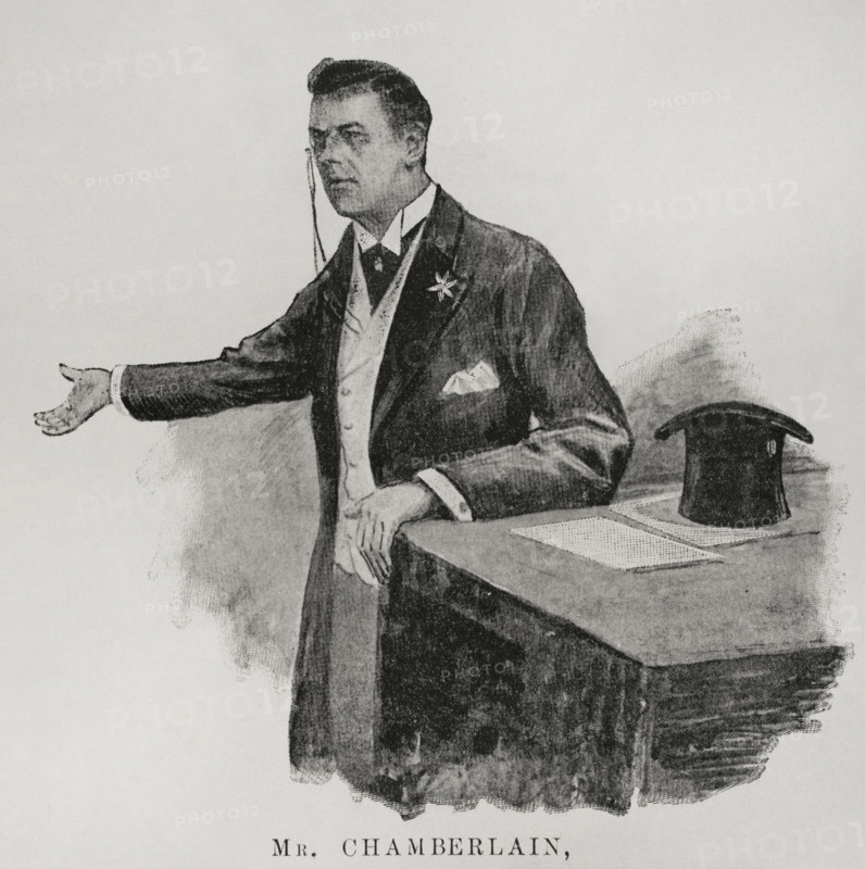 Joseph Chamberlain, British Secretary of State for the Colonies, Birmingham, 12 April 1898.  Creator: Unknown.