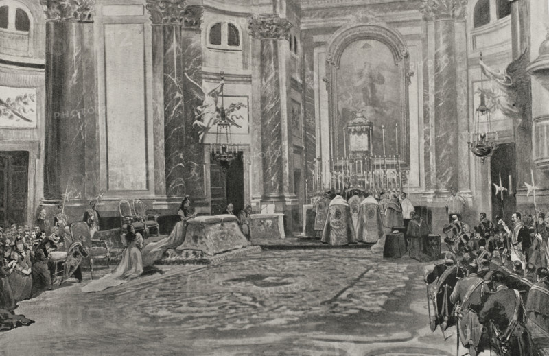 Thanksgiving for the 'pacification' of the Philippines, Madrid, Spain, 24 January 1898.  Creator: Enrique Laporta Valor.