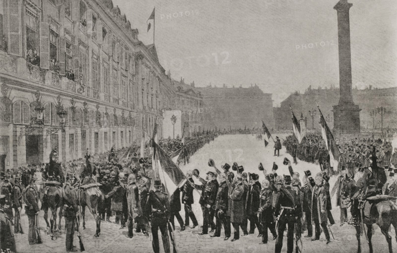 Dreyfus Affair: patriotic demonstration in honour of General Saussier, Paris, France, 1898.  Creator: Unknown.