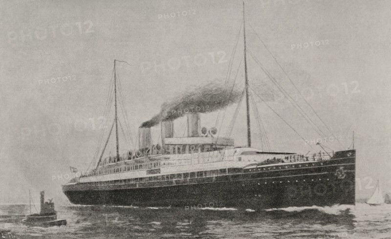 The auxiliary cruiser "Rápido", a former German ocean liner, Spanish Navy, 1898. Creator: Enrique Laporta Valor.
